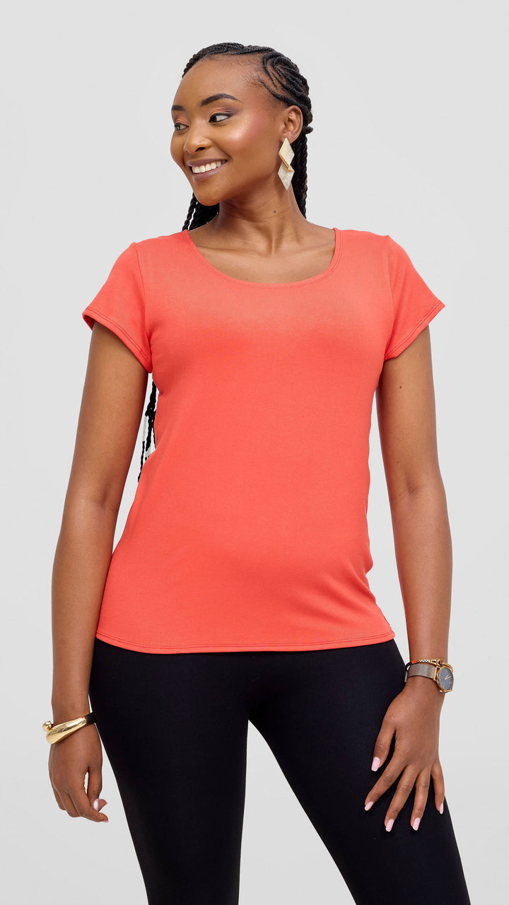 Vivo Everyday Cap Sleeve Top in Jersey - Orange