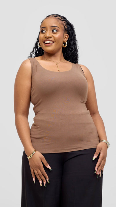 Vivo Basic Tank Top - Dark Taupe - Shopzetu