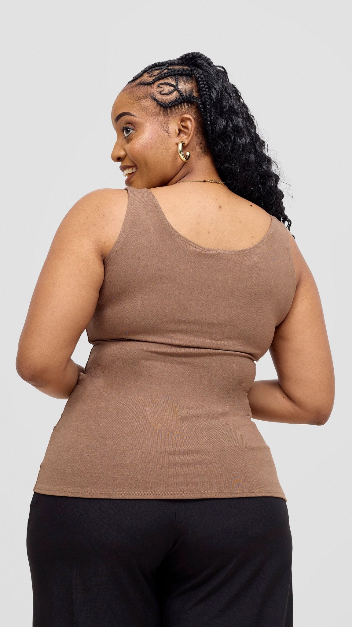 Vivo Basic Tank Top - Dark Taupe - Shopzetu