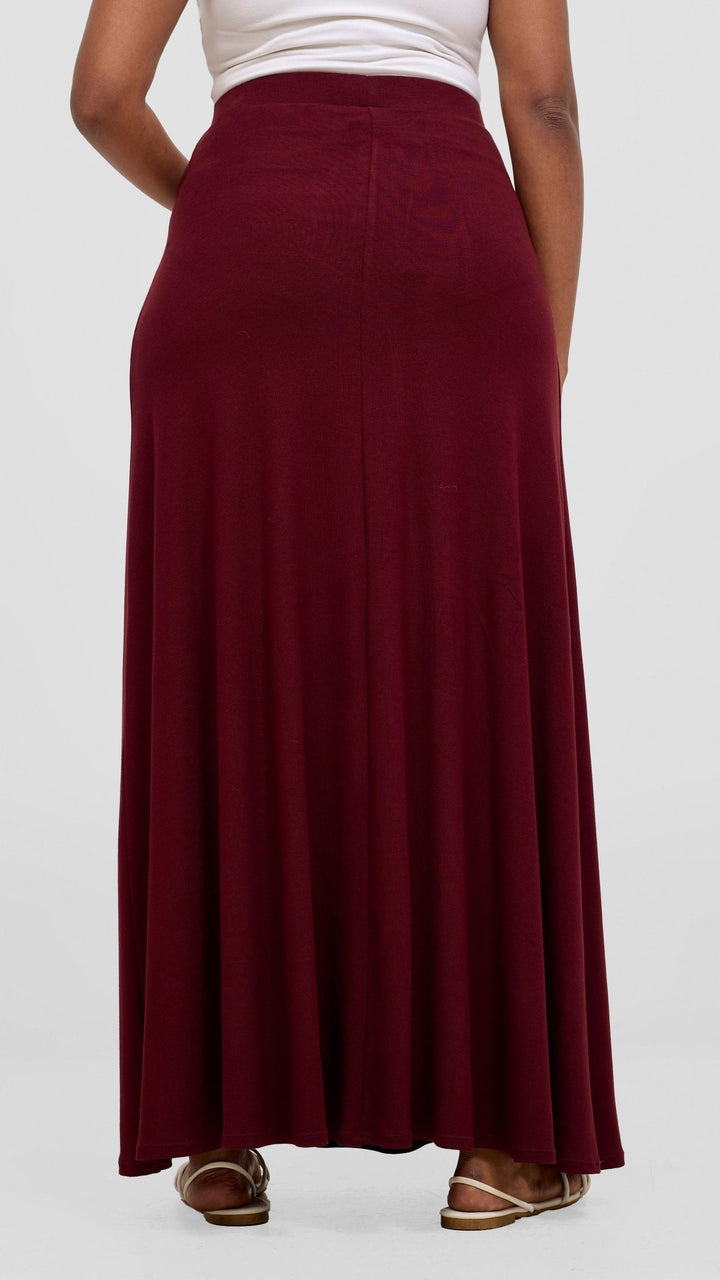 Vivo Basic A - line Maxi Skirt - Dark Maroon - Shopzetu