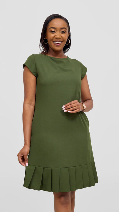 Vivo Diella Pleated Dress - Hunters Green - Shopzetu