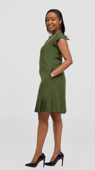 Vivo Diella Pleated Dress - Hunters Green - Shopzetu