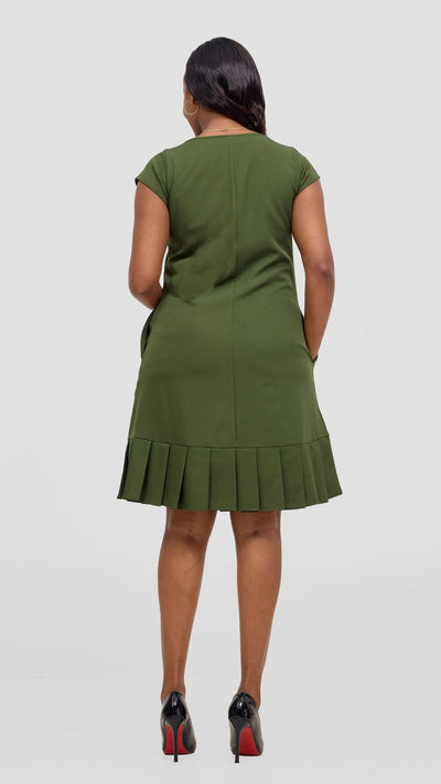 Vivo Diella Pleated Dress - Hunters Green - Shopzetu