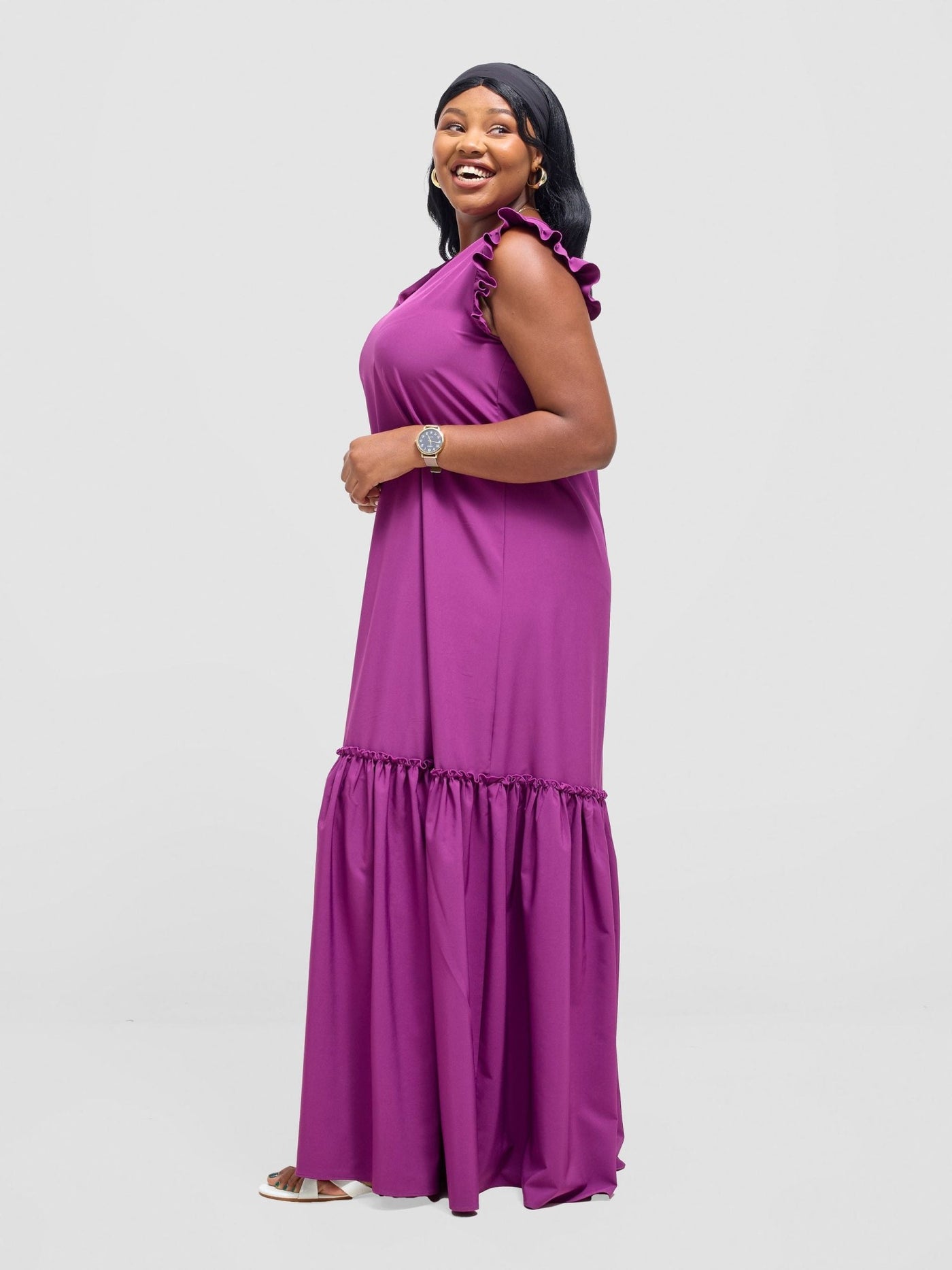 Vivo Nasinka V - Neck Maxi Dress - Purple - Shopzetu