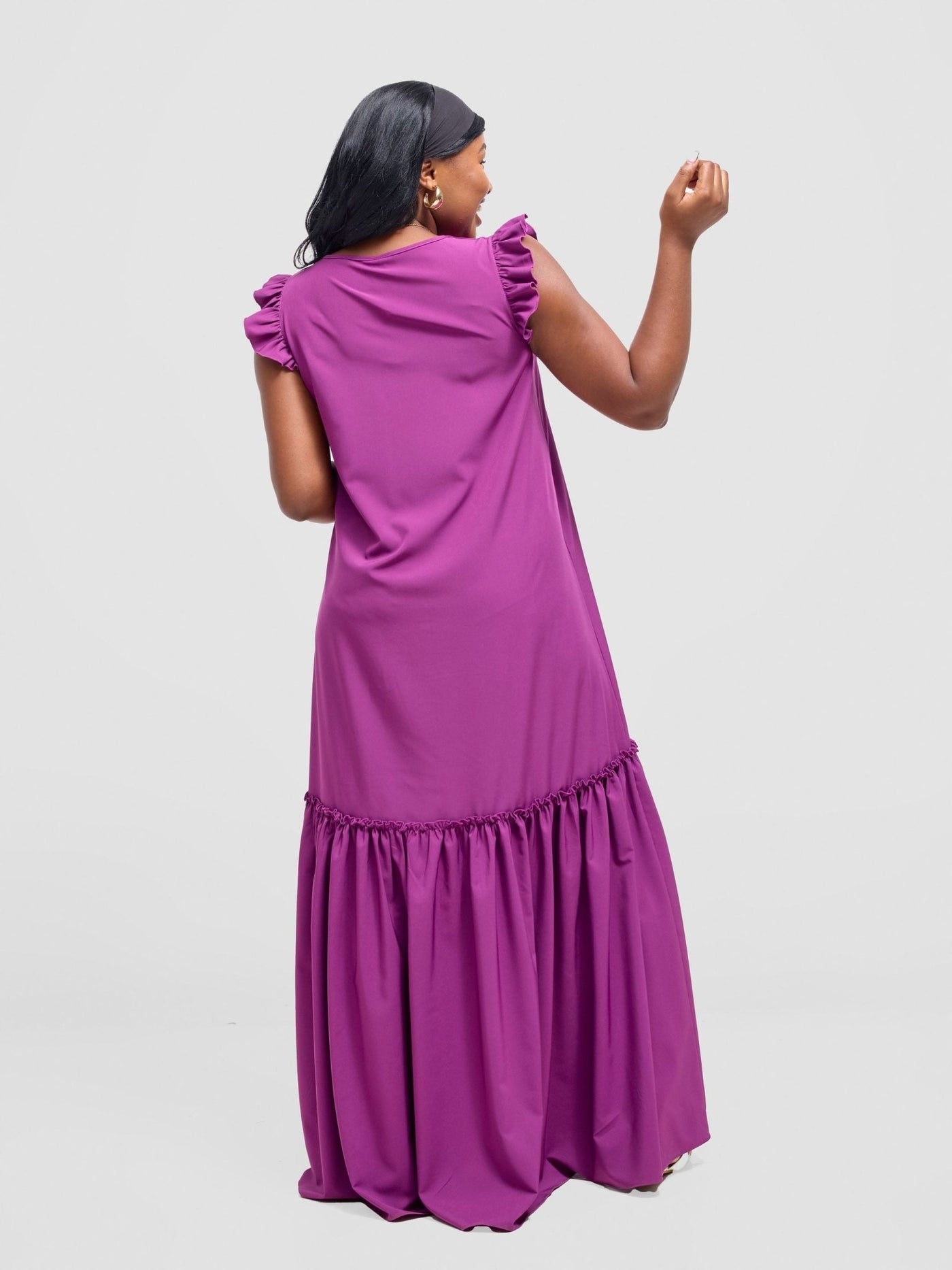 Vivo Nasinka V - Neck Maxi Dress - Purple - Shopzetu