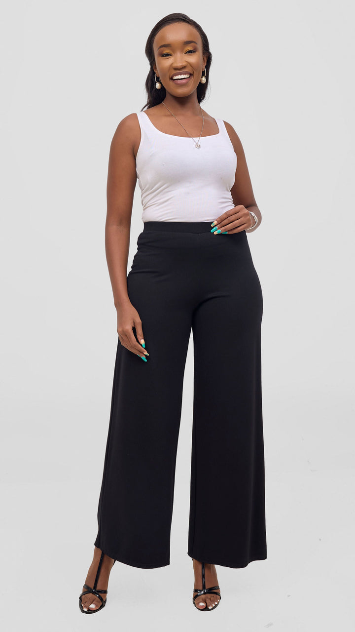 Vivo Aleri Wide Leg Pants in Ponte - Black
