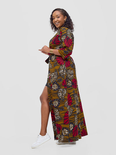 Safari by Vivo Kitenge 3/4 sleeve Maxi Dress - Sipo Print
