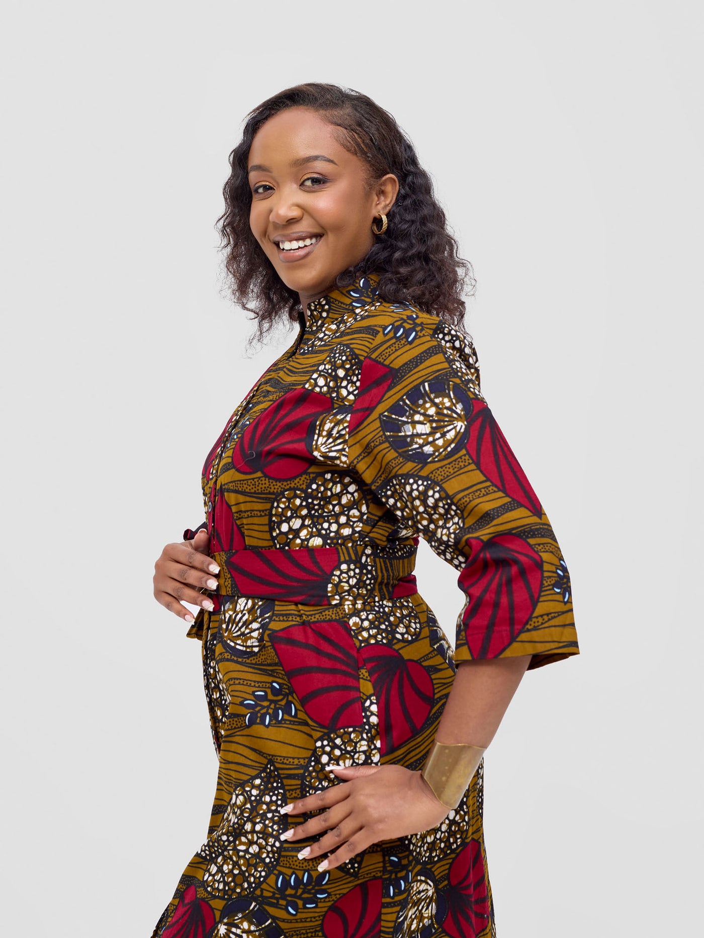 Safari by Vivo Kitenge 3/4 sleeve Maxi Dress - Sipo Print