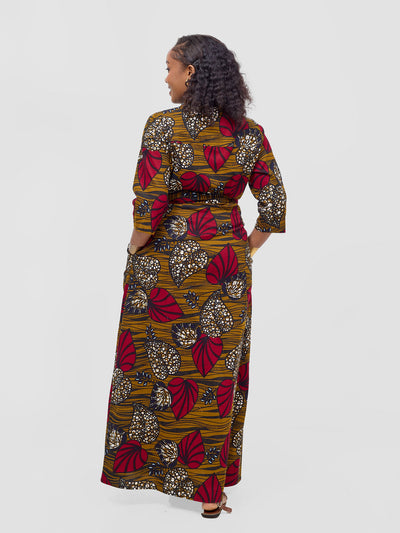 Safari by Vivo Kitenge 3/4 sleeve Maxi Dress - Sipo Print