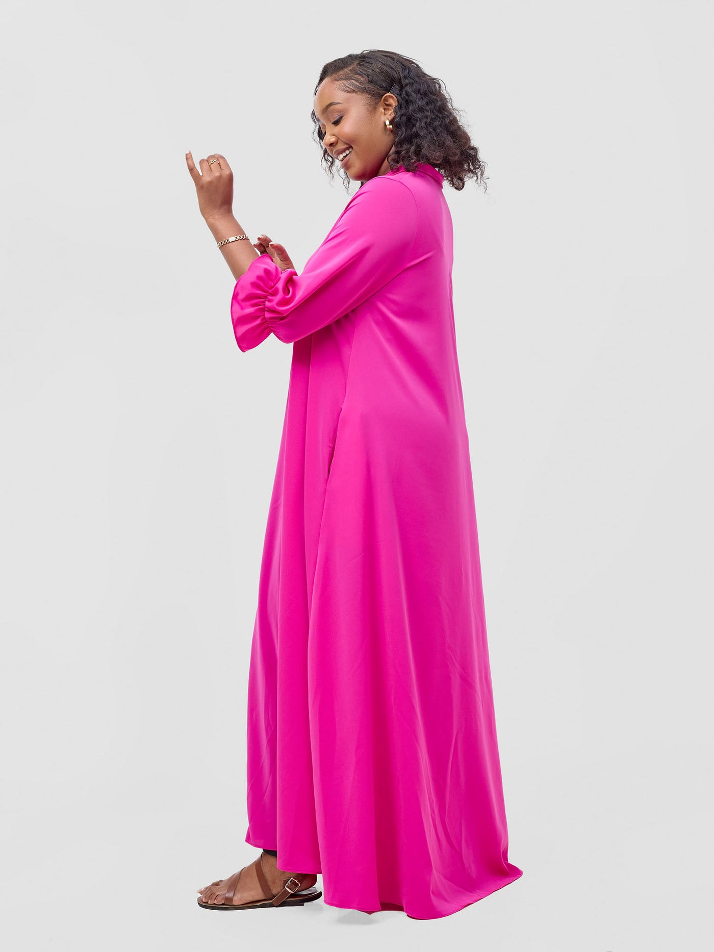 Vivo Hadiya Flounce Sleeve Maxi - Pink