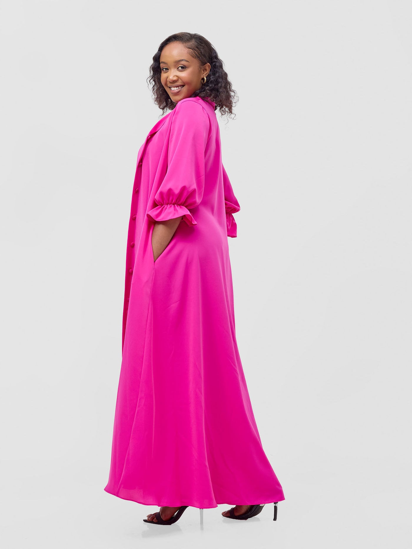 Vivo Hadiya Flounce Sleeve Maxi - Pink