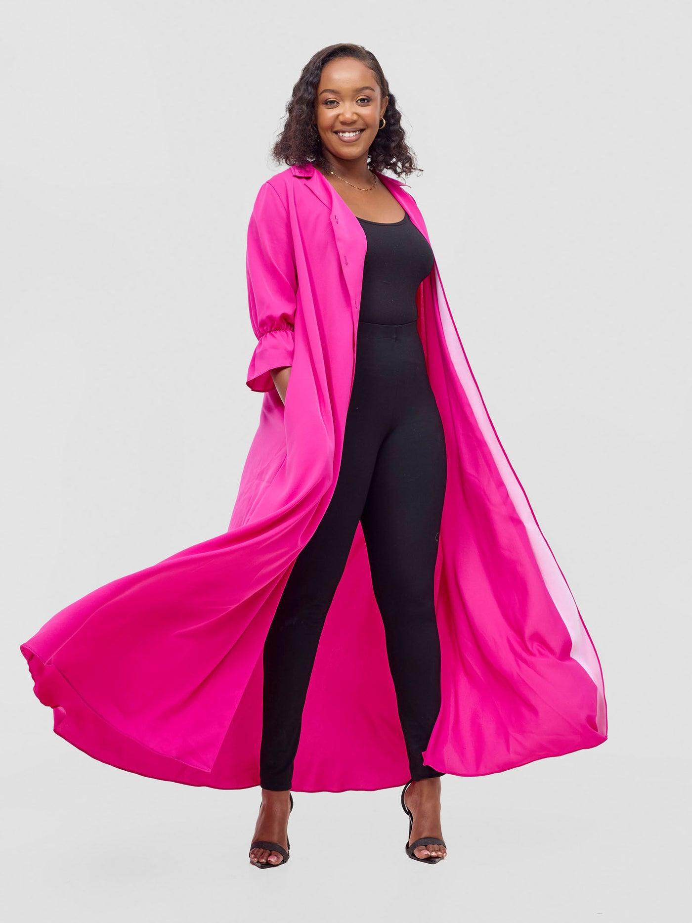 Vivo Hadiya Flounce Sleeve Maxi - Pink