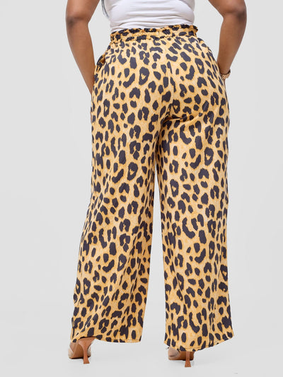Vivo Sanali Wide Leg Pants - Orange Animal Print - Shopzetu