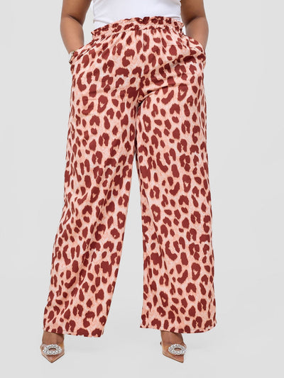 Vivo Sanali Wide Leg Pants - Rust Animal Print - Shopzetu