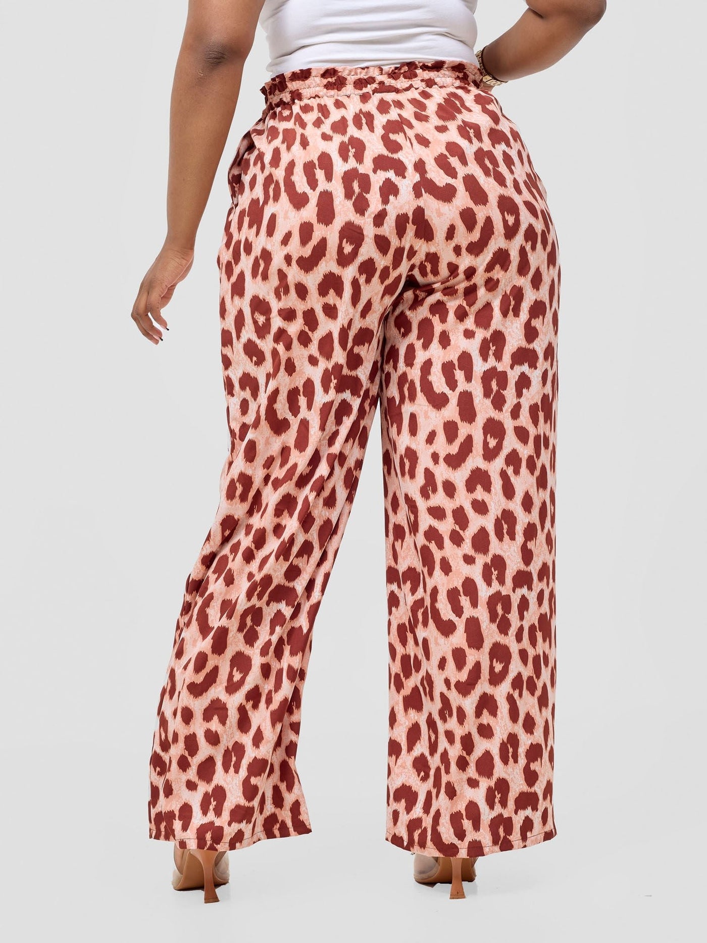 Vivo Sanali Wide Leg Pants - Rust Animal Print - Shopzetu