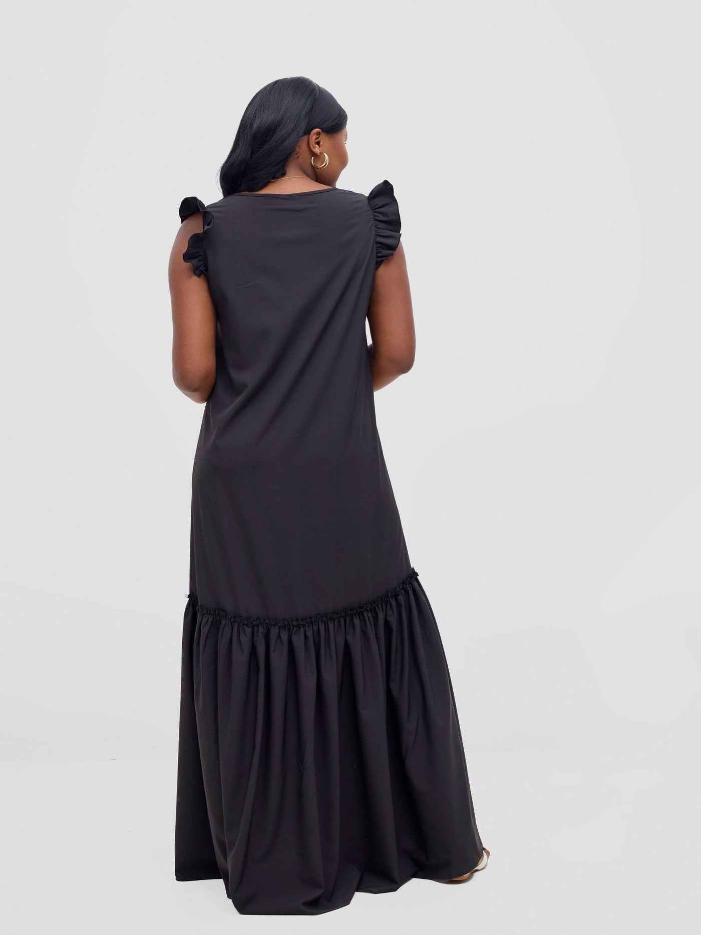 Vivo Nasinka V - Neck Maxi Dress - Black - Shopzetu