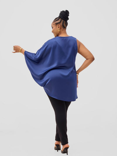 Vivo Yene Asymmetrical Cape Top - Navy - Shopzetu