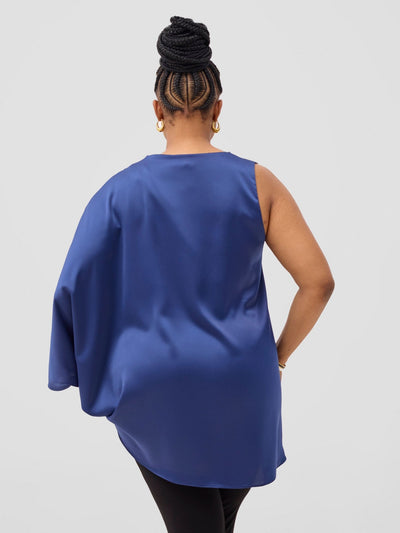 Vivo Yene Asymmetrical Cape Top - Navy - Shopzetu