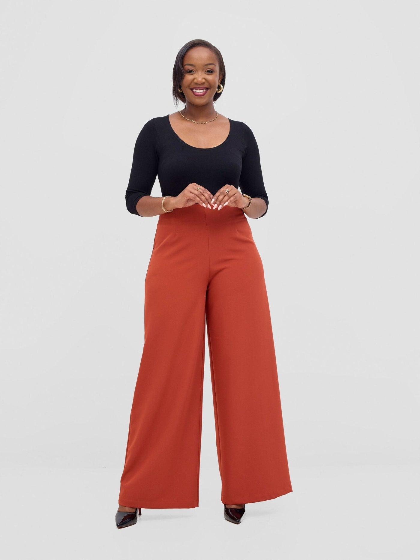 Vivo Tatili Wide Leg Pants - Burnt Orange - Shopzetu