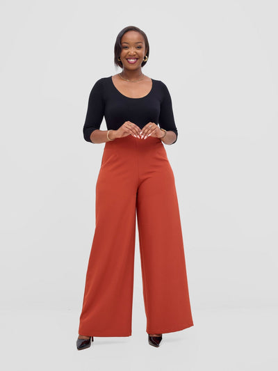 Vivo Tatili Wide Leg Pants - Burnt Orange - Shopzetu