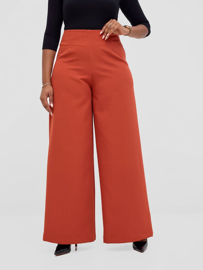 Vivo Tatili Wide Leg Pants - Burnt Orange - Shopzetu
