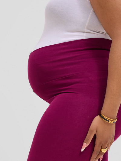 Vivo Basic Maternity Leggings - Burgundy - Shopzetu