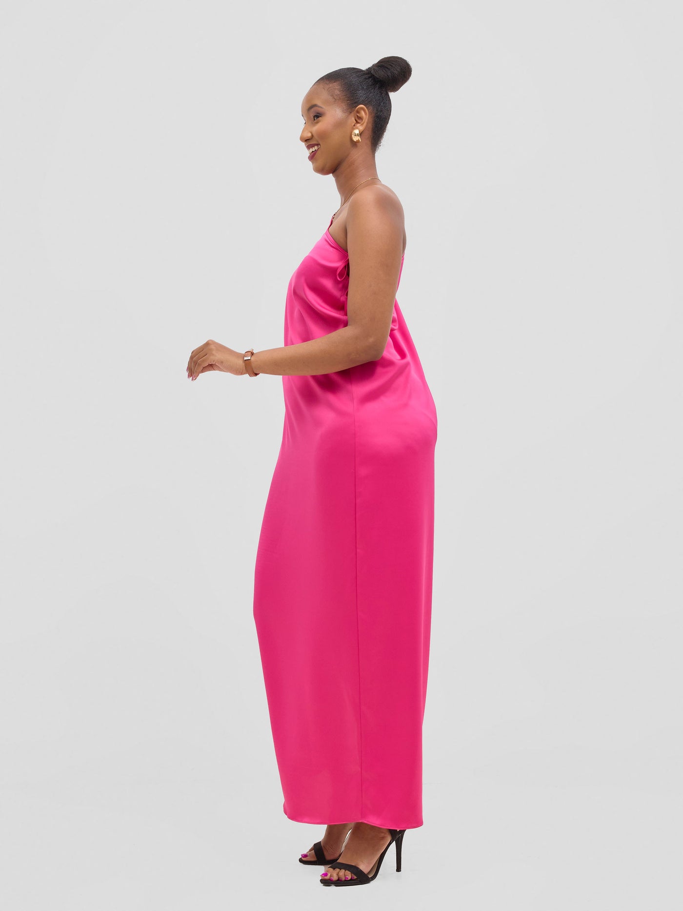 Vivo Yene One Shoulder Kaftan - Hot Pink