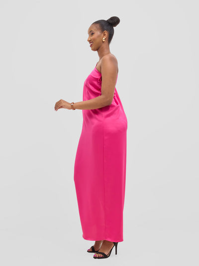 Vivo Yene One Shoulder Kaftan - Hot Pink