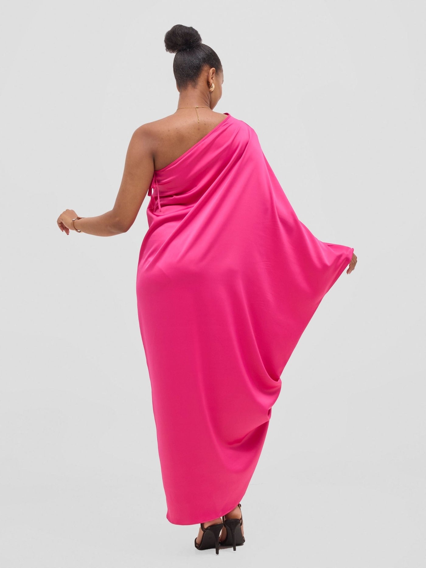 Vivo Yene One Shoulder Kaftan - Hot Pink - Shopzetu