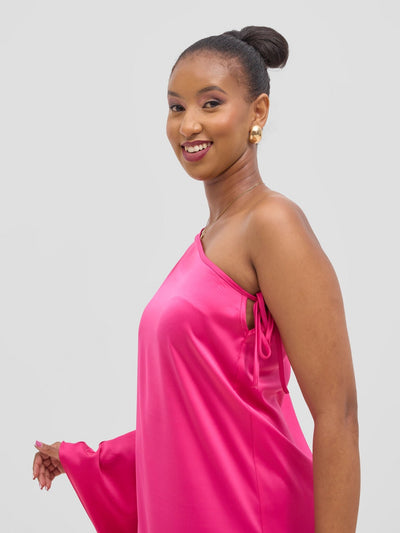 Vivo Yene One Shoulder Kaftan - Hot Pink - Shopzetu