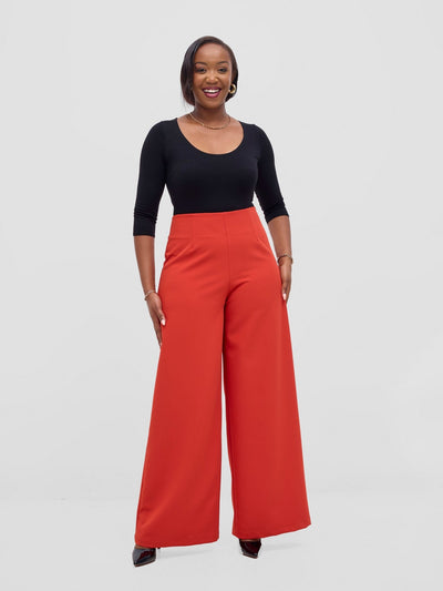 Vivo Tatili Wide Leg Pants - Rust - Shopzetu