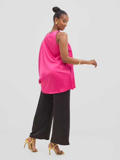Vivo Yene Asymmetrical Cape Top - Hot Pink - Shopzetu
