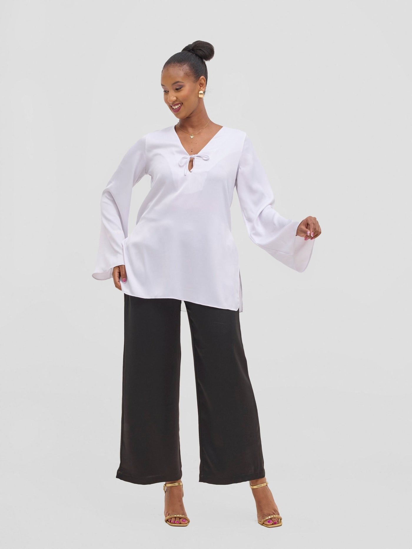 Vivo Yene Wide Leg Pants - Black - Shopzetu