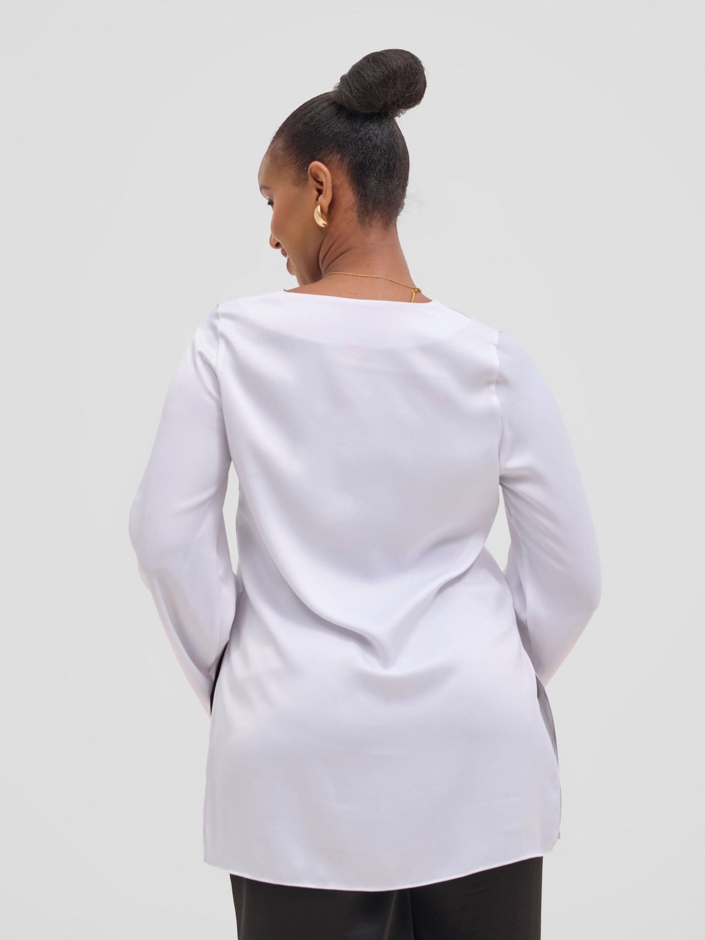 Vivo Yene High Slit Tunic Top - White - Shopzetu