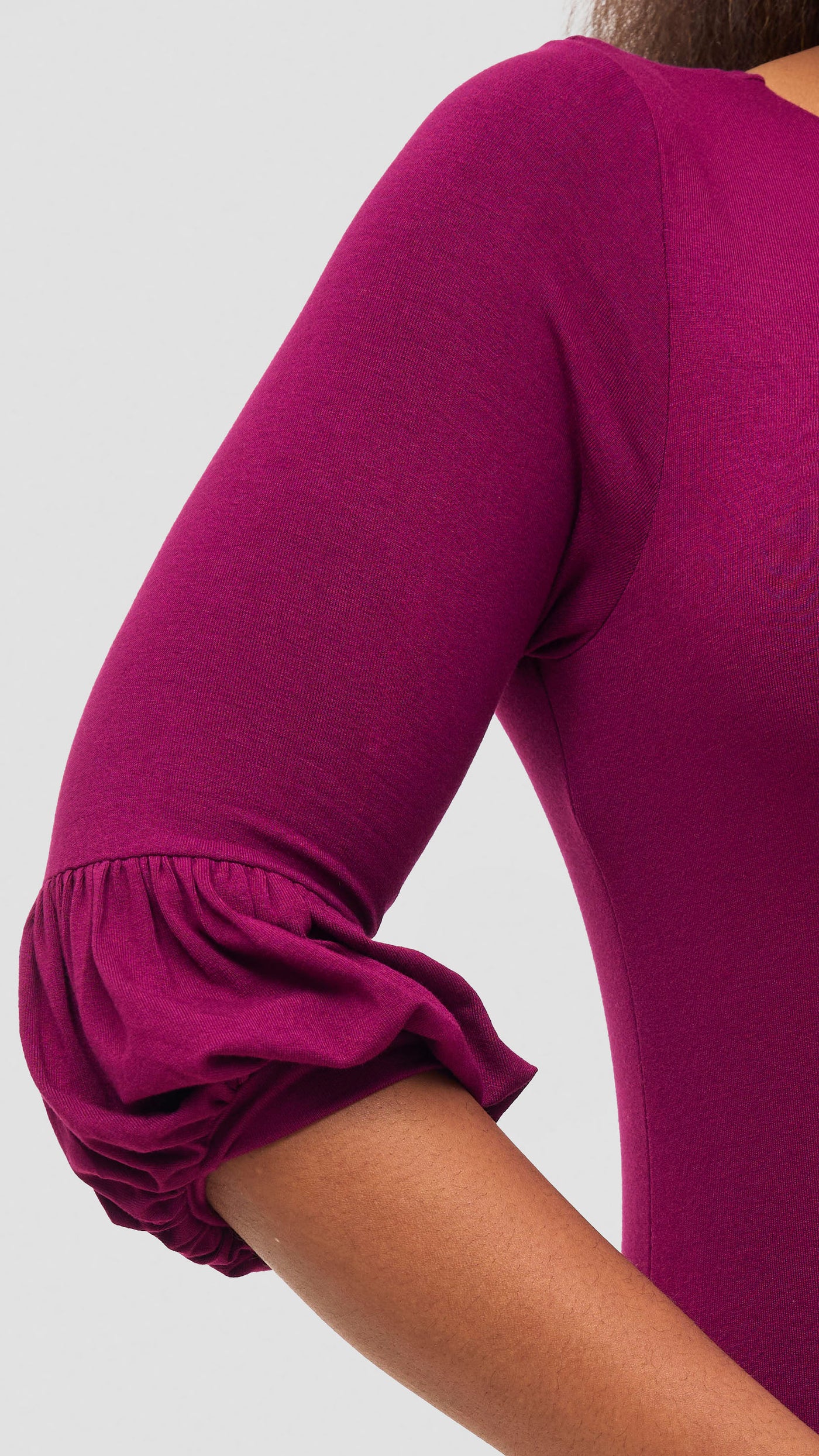 Vivo Basic Puff Sleeved Bodycon - Burgundy