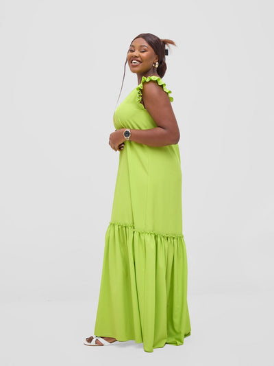 Vivo Nasinka V - Neck Maxi Dress - Lime - Shopzetu