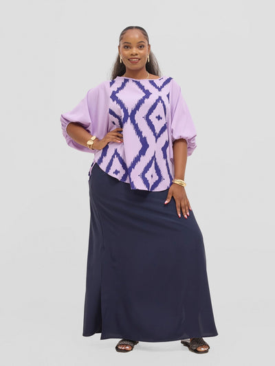 Vivo Seli Wide Top - Lilac / Navy Esli Print - Shopzetu