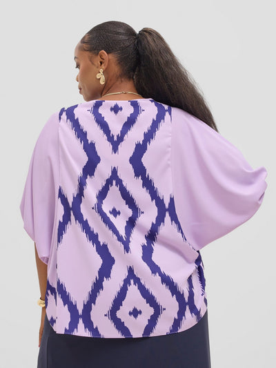 Vivo Seli Wide Top - Lilac / Navy Esli Print - Shopzetu