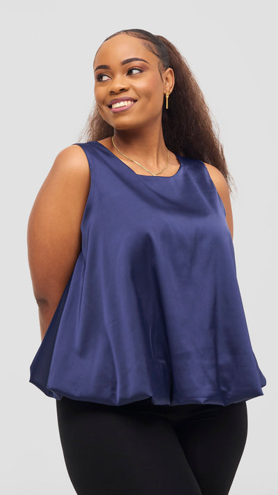 Vivo Iyana Bubble Sleeveless Top - Navy