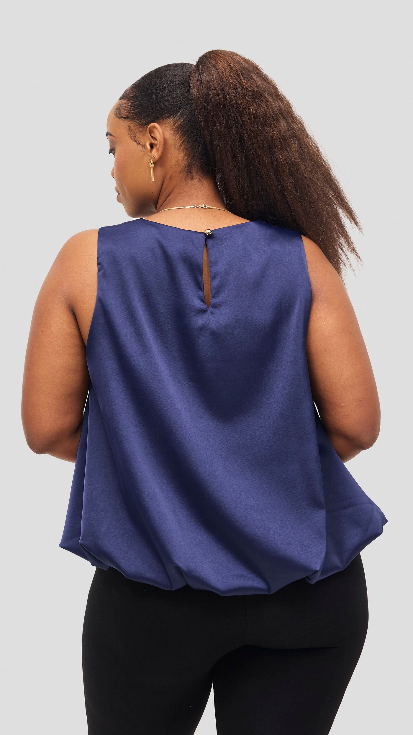 Vivo Iyana Bubble Sleeveless Top - Navy
