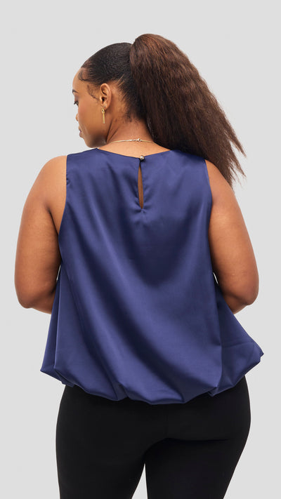 Vivo Iyana Bubble Sleeveless Top - Navy