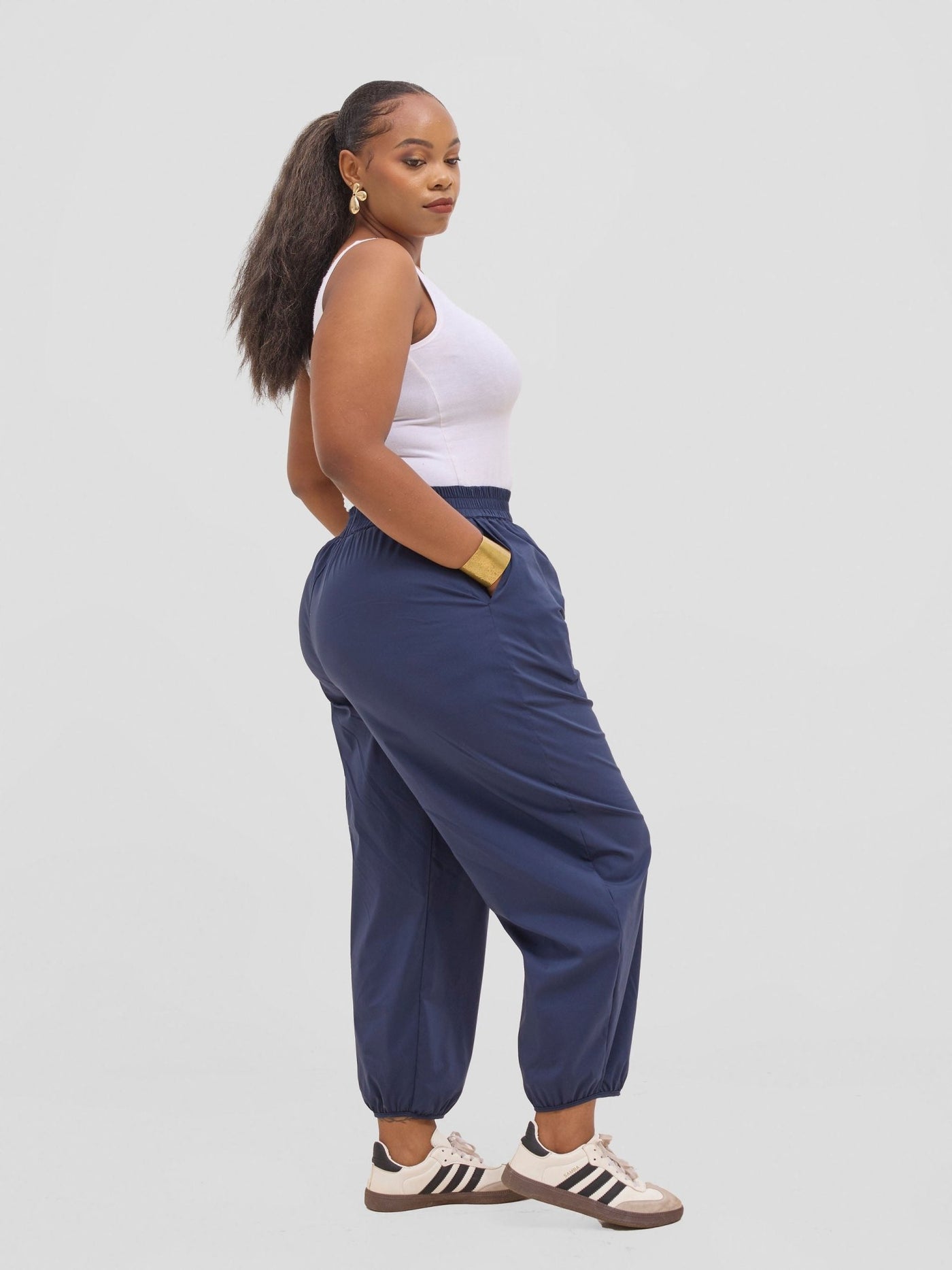 Safari Sizani Barrel Pants - Navy Blue - Shopzetu