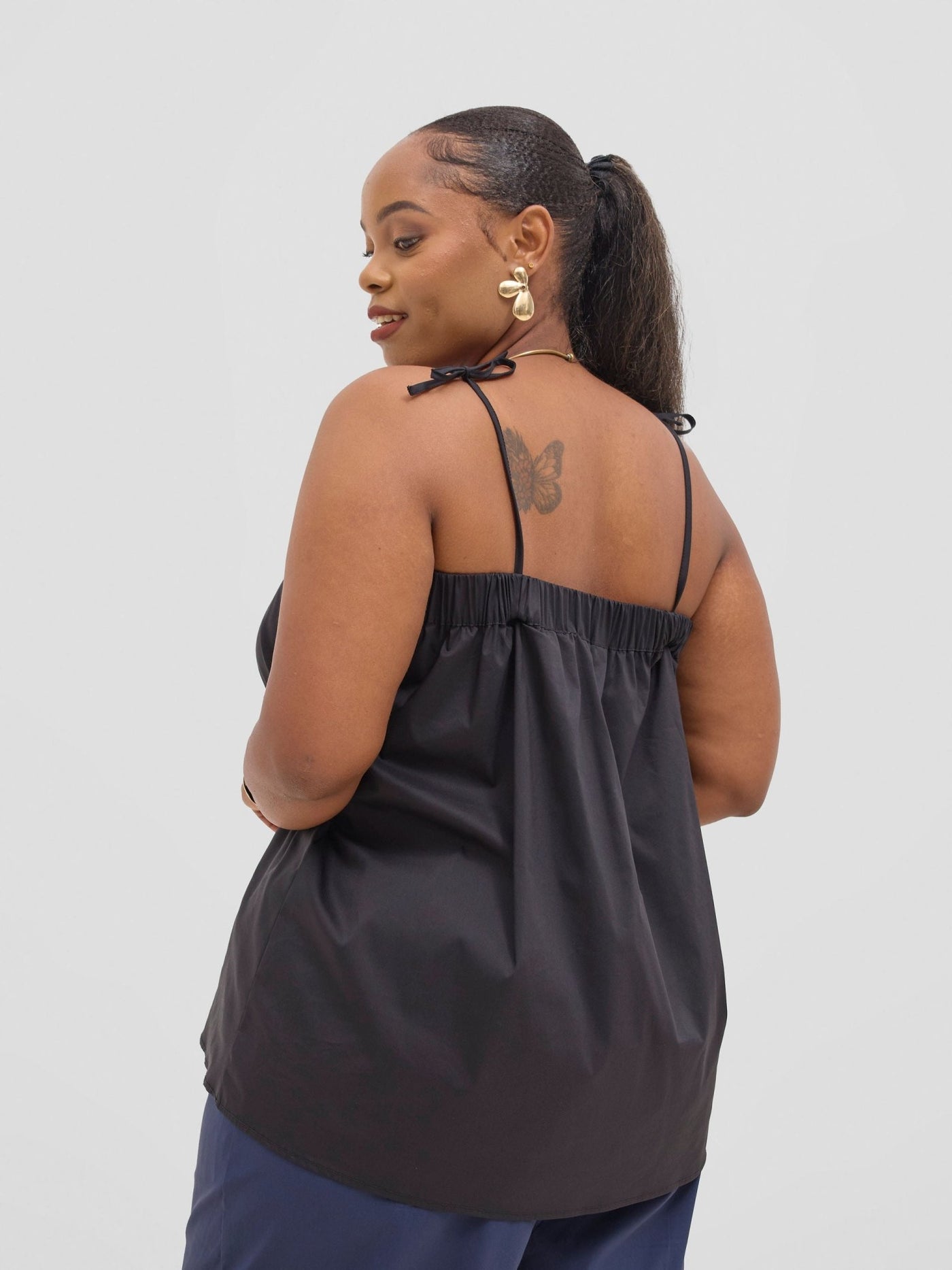 Safari Sizani Strappy Tent Top - Black - Shopzetu