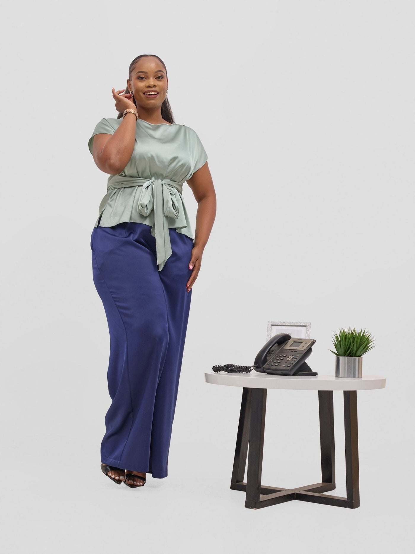 Vivo Yene Wide Leg Pants - Navy Blue - Shopzetu