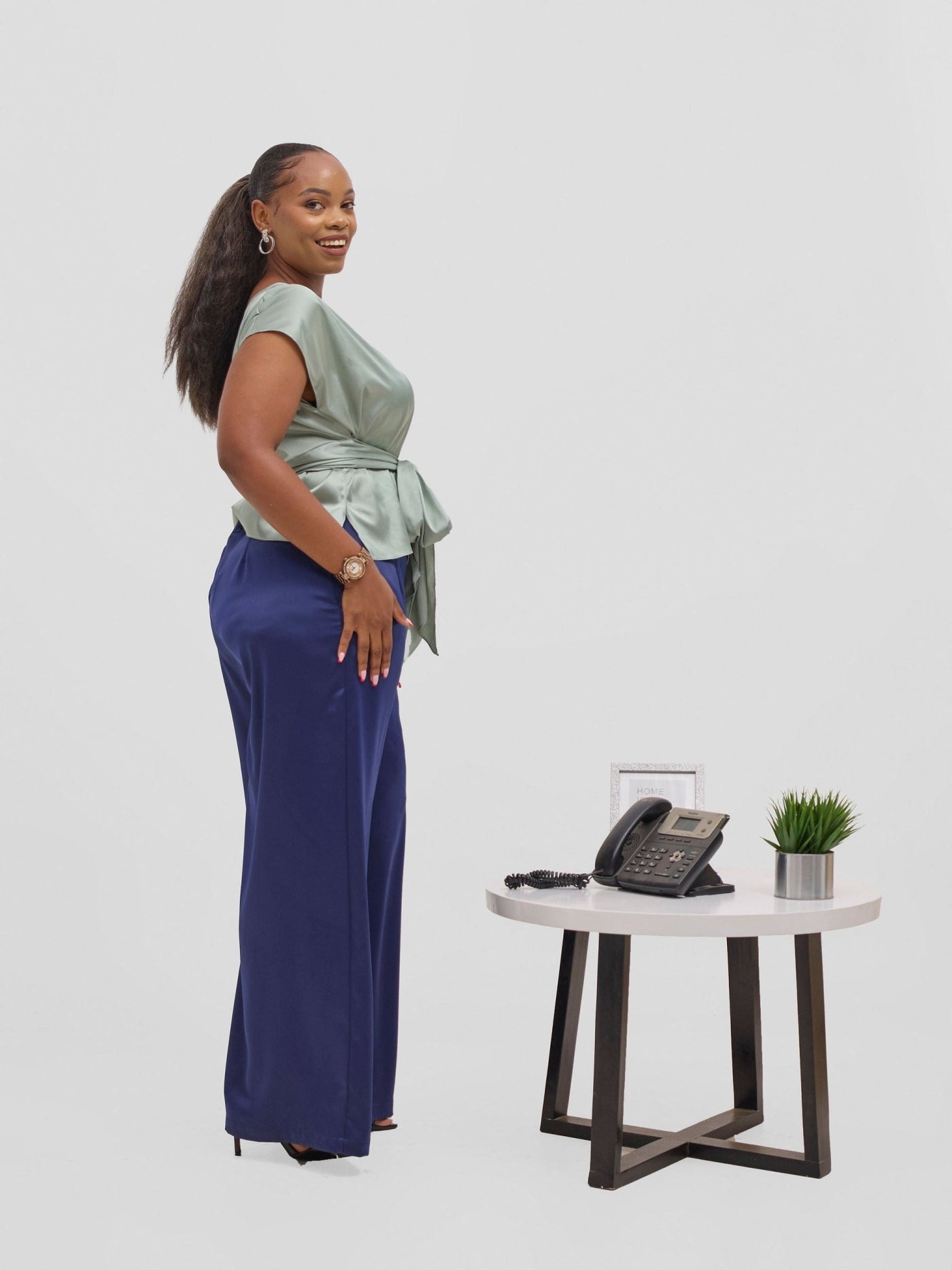 Vivo Yene Wide Leg Pants - Navy Blue - Shopzetu