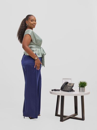 Vivo Yene Wide Leg Pants - Navy Blue - Shopzetu