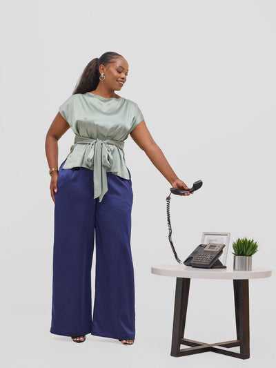 Vivo Yene Wide Leg Pants - Navy Blue - Shopzetu