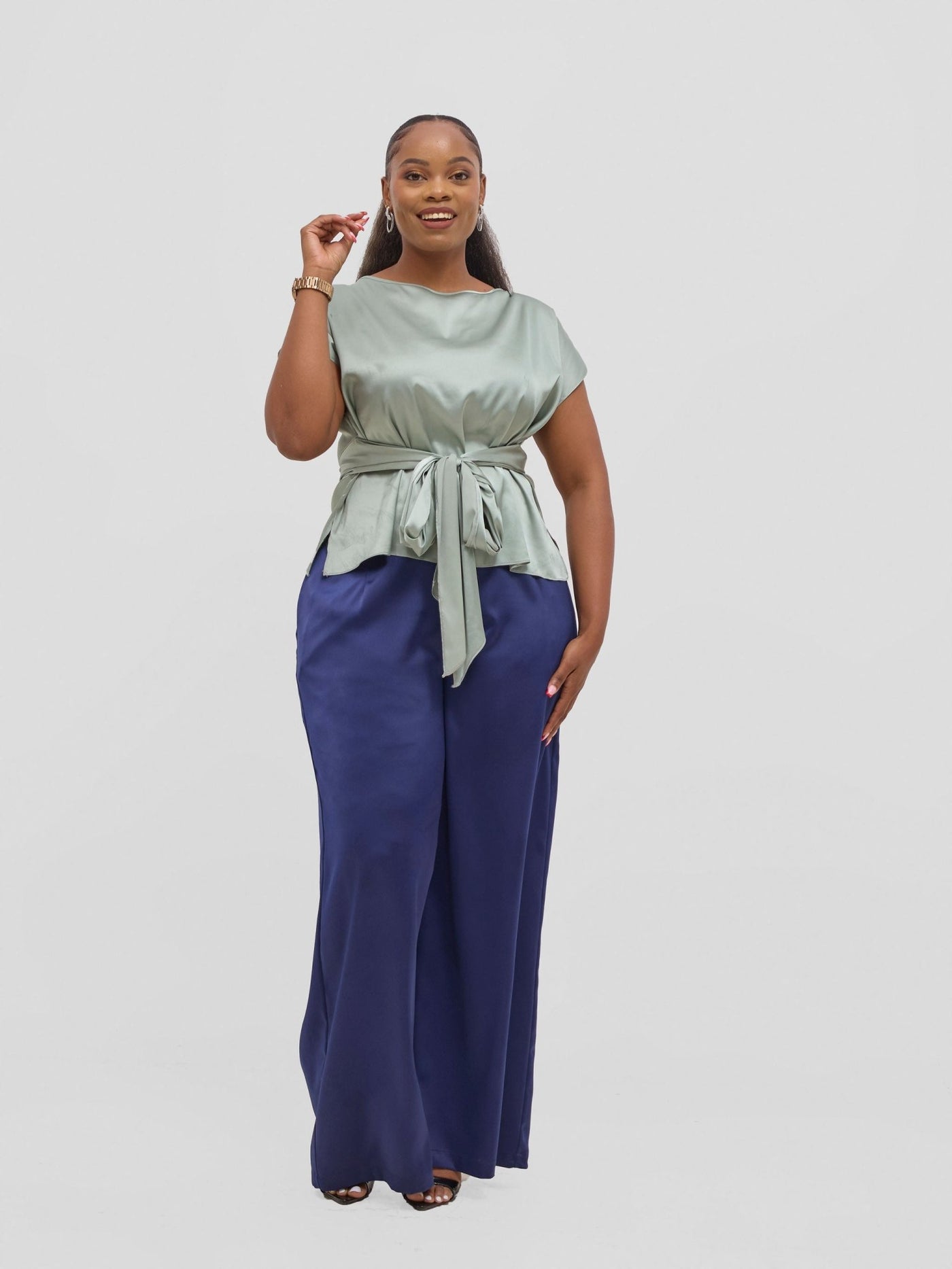 Vivo Yene Wide Leg Pants - Navy Blue - Shopzetu