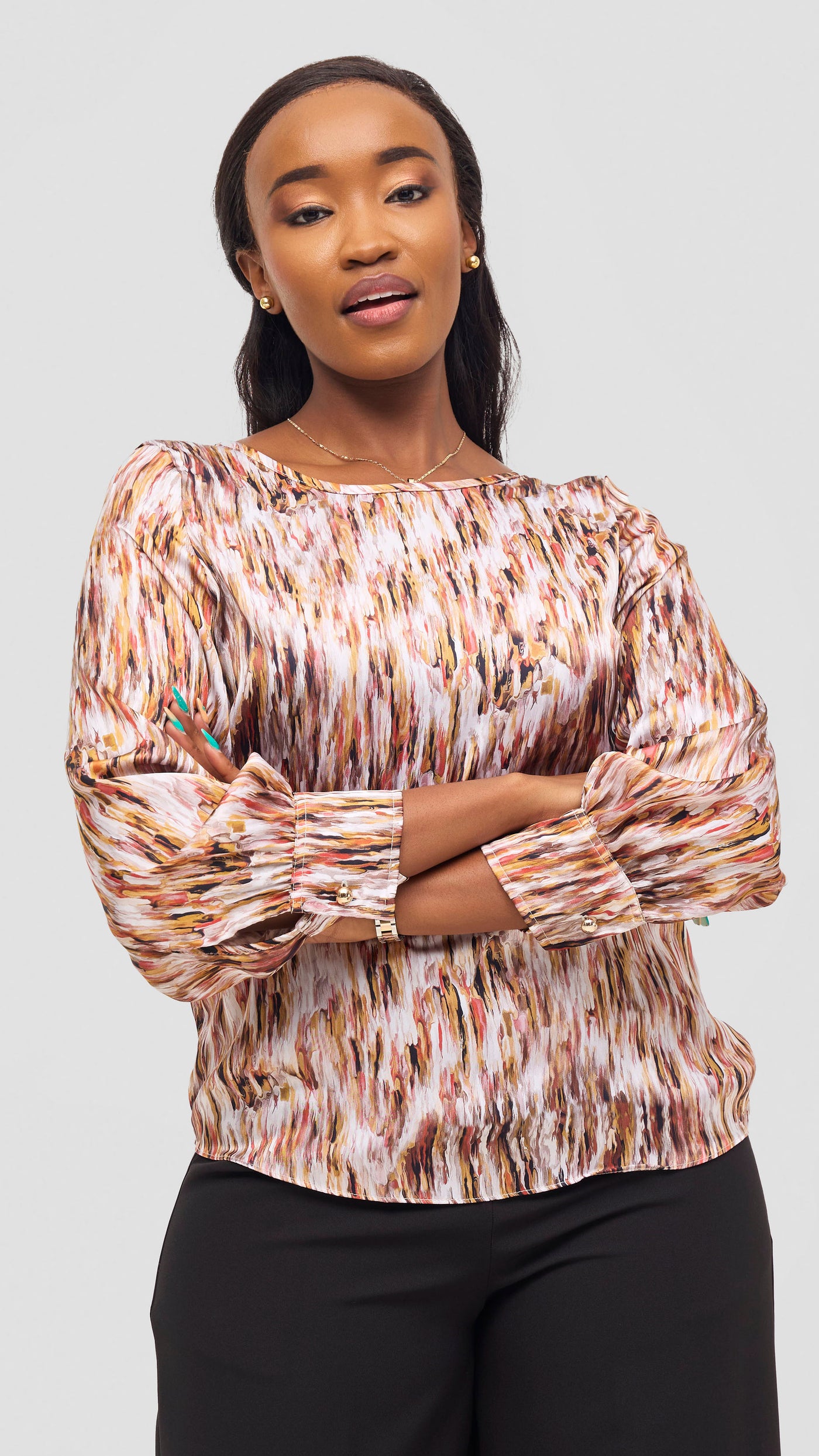 Vivo Tatili Bishop Long Sleeve Top - Multi Mustard Print