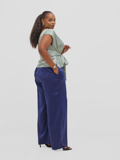 Vivo Yene Wide Leg Pants - Navy Blue - Shopzetu